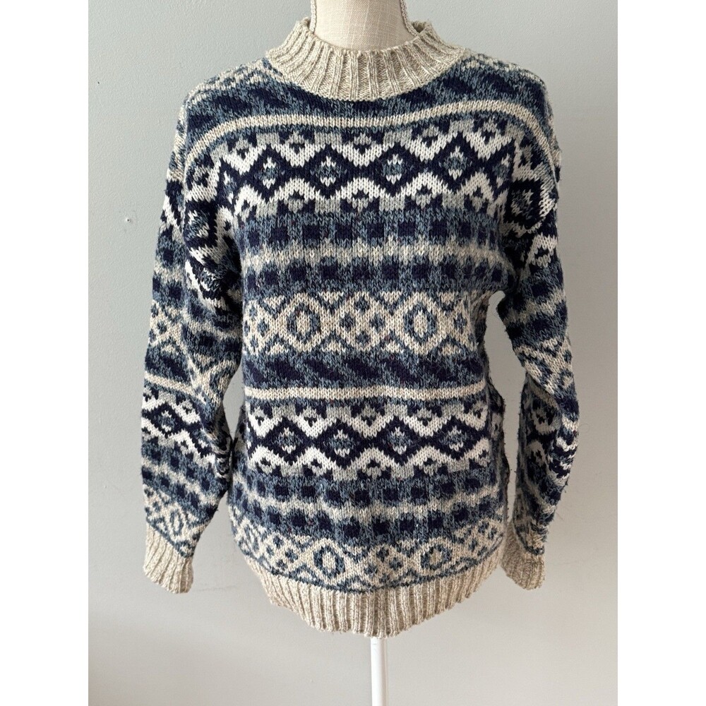 Allison Smith Women's Knit Fair Isle Crewneck Sweater Size Medium Vintage